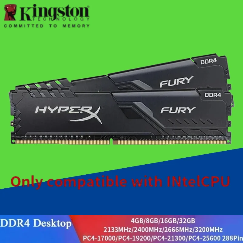 Kingston Memoria Desktop RAM DDR4 8GB 16GB 3200MHz 2400MHz 2666MHz 288 Pins Desktop Memory Only compatible with INtel CPU
Kingston Memoria Desktop RAM DDR4 8GB 16GB 3200MHz 2400MHz 2666MHz 288 Pins Desktop Memory Only compatible with INtel CPU
