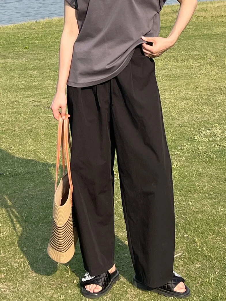 Loose Summer Casual Pants High Waist Dstring Wide Leg Versatile Straight Cut Meat Concealing Harlan Women's Pants
Loose Summer Casual Pants High Waist Dstring Wide Leg Versatile Straight Cut Meat Concealing Harlan Women's Pants