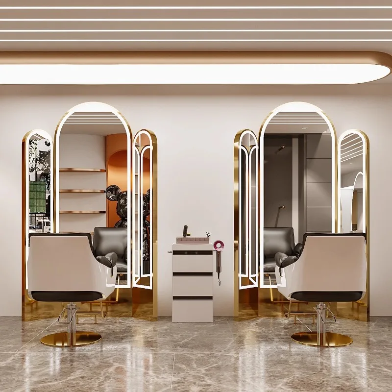 Hair salon haircut mirror table Internet celebrity high-end triple mirror barber shop floor double-sided mirror
Hair salon haircut mirror table Internet celebrity high-end triple mirror barber shop floor double-sided mirror