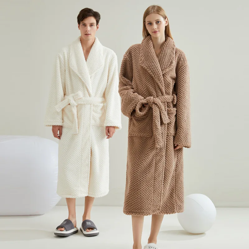 New Winter Autumn Robe Long Nightgown with Pocket Men Shower Robe Home Clothes Bathrobe Gown Warm Flannel Sleepwear Women
New Winter Autumn Robe Long Nightgown with Pocket Men Shower Robe Home Clothes Bathrobe Gown Warm Flannel Sleepwear Women