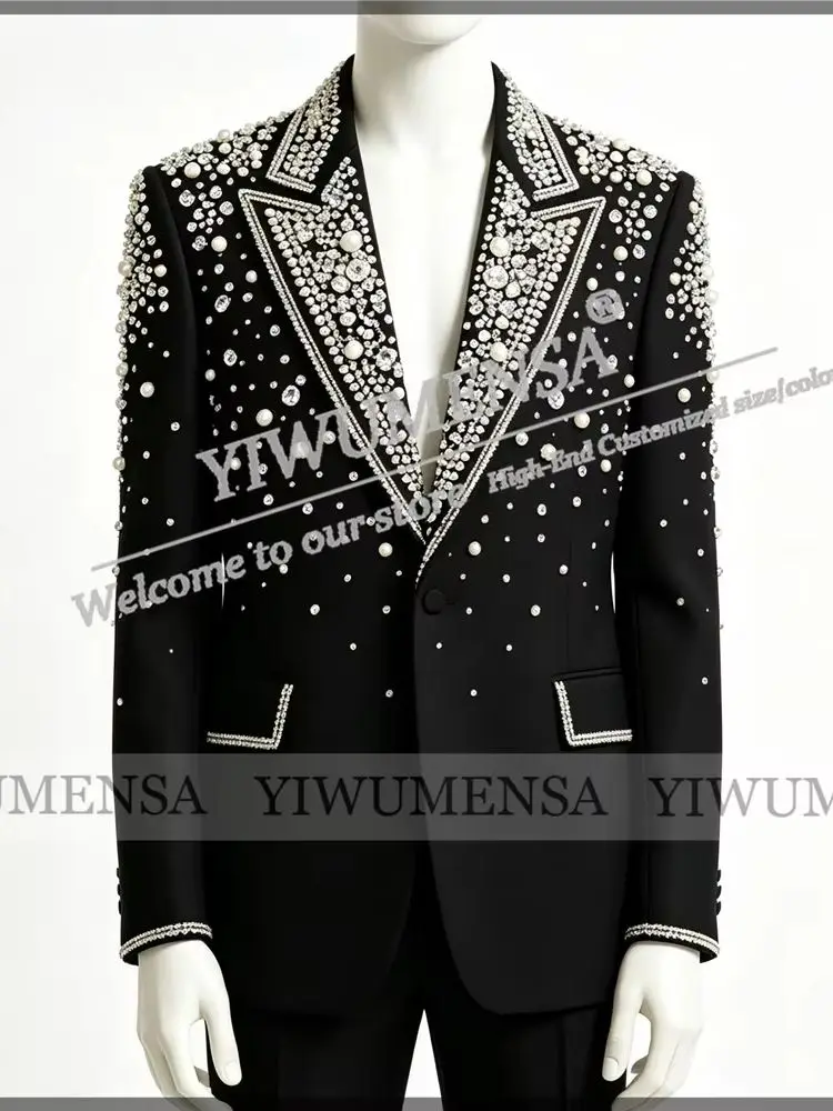 Luxury Suits Men For Wedding Crystals Beading Single Breasted Jacket Pants 2 Pieces Groom Tuxeods Customized Man Bnaquet Outfits
Luxury Suits Men For Wedding Crystals Beading Single Breasted Jacket Pants 2 Pieces Groom Tuxeods Customized Man Bnaquet Outfits