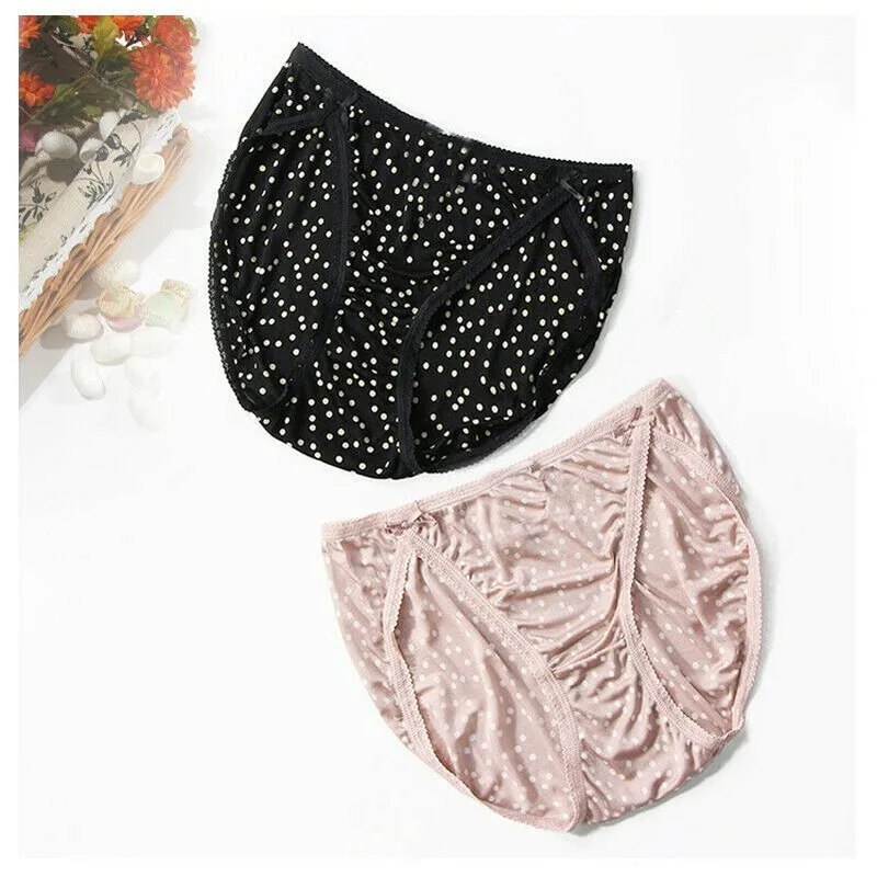 2 Pairs Women Silk Lace Trim Spotted Briefs Low Waist Panties Underwear Lingerie
2 Pairs Women Silk Lace Trim Spotted Briefs Low Waist Panties Underwear Lingerie