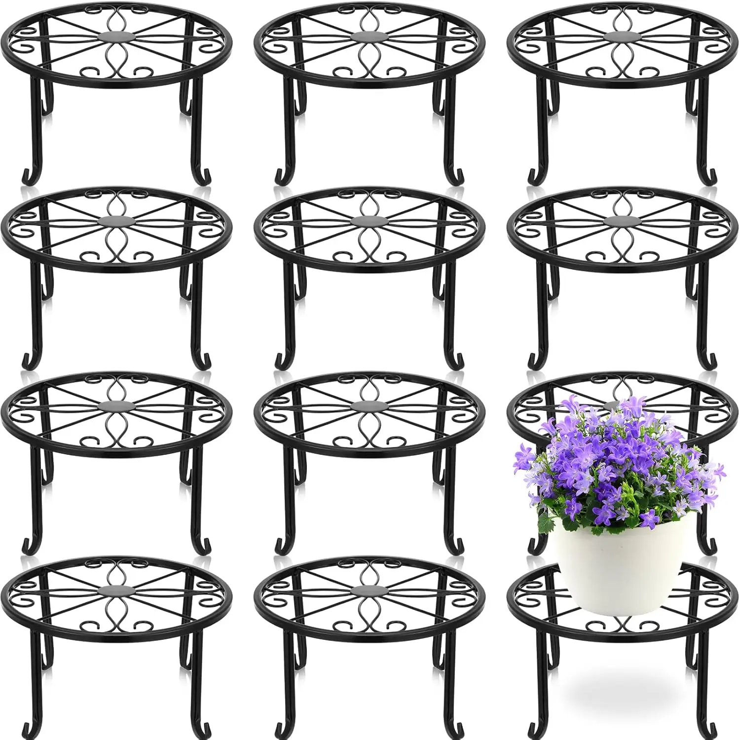 12 Pack Metal Plant Stands Outdoor Indoor Heavy Duty Flower Pot Holder Anti-Rust Round Display Rack for Garden Porch Black
12 Pack Metal Plant Stands Outdoor Indoor Heavy Duty Flower Pot Holder Anti-Rust Round Display Rack for Garden Porch Black