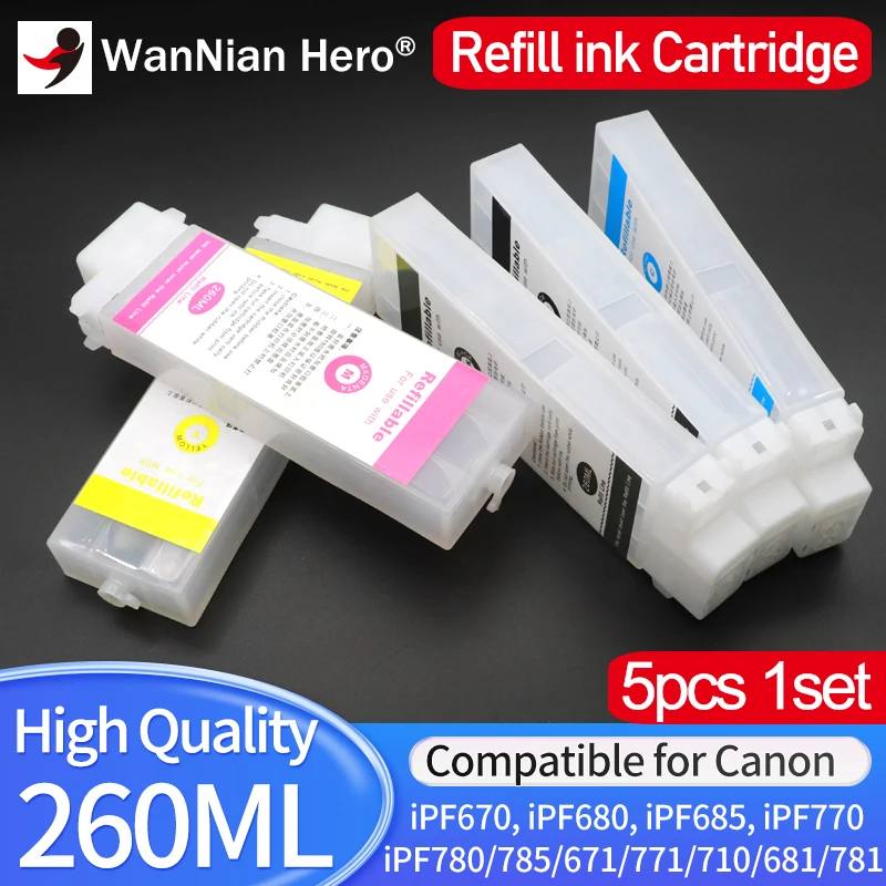 5pcs 260ML Empty Refillable ink Cartridge No chip PFI-107 iPF670 iPF680 iPF685 iPF770 iPF780 iPF785 671 771 710 681 781 Printer
5pcs 260ML Empty Refillable ink Cartridge No chip PFI-107 iPF670 iPF680 iPF685 iPF770 iPF780 iPF785 671 771 710 681 781 Printer