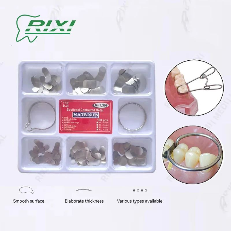 RIXI Dental Matrix Kit Spring Clip Sectional Contoured Matrix System Matrices Posterior Teeth Restoration Seperating Ring Tools
RIXI Dental Matrix Kit Spring Clip Sectional Contoured Matrix System Matrices Posterior Teeth Restoration Seperating Ring Tools