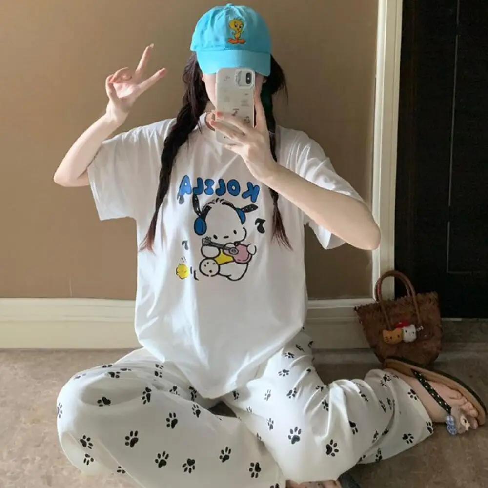 Anime Pochacco Short Sleeves Pajamas Set Sanrio Cartoon Pochacco Loose Homewear Cute Girls Student Casual Nightwear Suit
Anime Pochacco Short Sleeves Pajamas Set Sanrio Cartoon Pochacco Loose Homewear Cute Girls Student Casual Nightwear Suit
