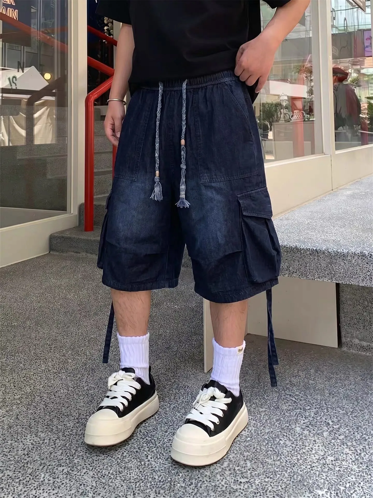 Dark Blue American Workwear Shorts Men's Summer Large Pocket Wide Leg Seven-Foot Jeans Loose Over-Knee Six-Foot Pants
Dark Blue American Workwear Shorts Men's Summer Large Pocket Wide Leg Seven-Foot Jeans Loose Over-Knee Six-Foot Pants