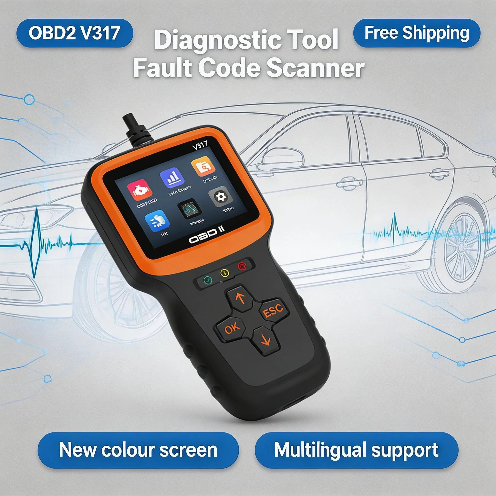 OBD2 Automotive Scanner Service Reset OBD2 Scanner V317 Diagnostic Tools Scanner Engine Calibration Code Reader