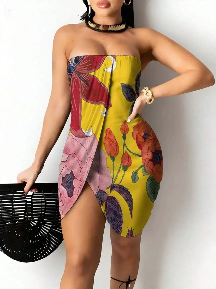 Womens Strapless Bodycon Dress Floral Print Vibrant Colors Sexy Casual Party Dress
Womens Strapless Bodycon Dress Floral Print Vibrant Colors Sexy Casual Party Dress