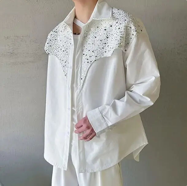 Korean internet celebrity's flashy sequined white shirt - men's and women's long-sleeved shiny tops
Korean internet celebrity's flashy sequined white shirt - men's and women's long-sleeved shiny tops
