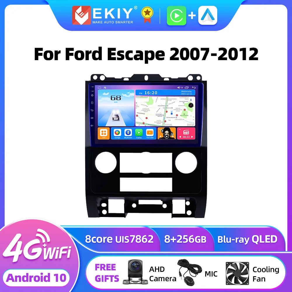 Автомагнитола EKIY T7 на Android 10 для Ford Escape 2007-2012, стерео, GPS-навигация, Carplay, Android, автомобильный мультимедийный плеер BT, 2 din, DVD
Автомагнитола EKIY T7 на Android 10 для Ford Escape 2007-2012, стерео, GPS-навигация, Carplay, Android, автомобильный мультимедийный плеер BT, 2 din, DVD