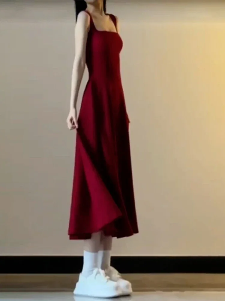 Sweet Elegant Party Woman Dress Summer Red Fashion Sleeveless Dresses Female Chicly New Solid Color Slim French Women Dress
Sweet Elegant Party Woman Dress Summer Red Fashion Sleeveless Dresses Female Chicly New Solid Color Slim French Women Dress