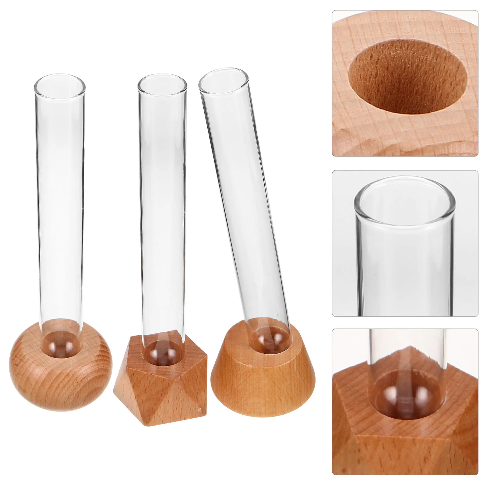3Pcs Hydroponic Glass Planter Vase with Wooden Base Clear Test Tubes for Desktop Plant Propagation Home Office Decoration 
3Pcs Hydroponic Glass Planter Vase with Wooden Base Clear Test Tubes for Desktop Plant Propagation Home Office Decoration