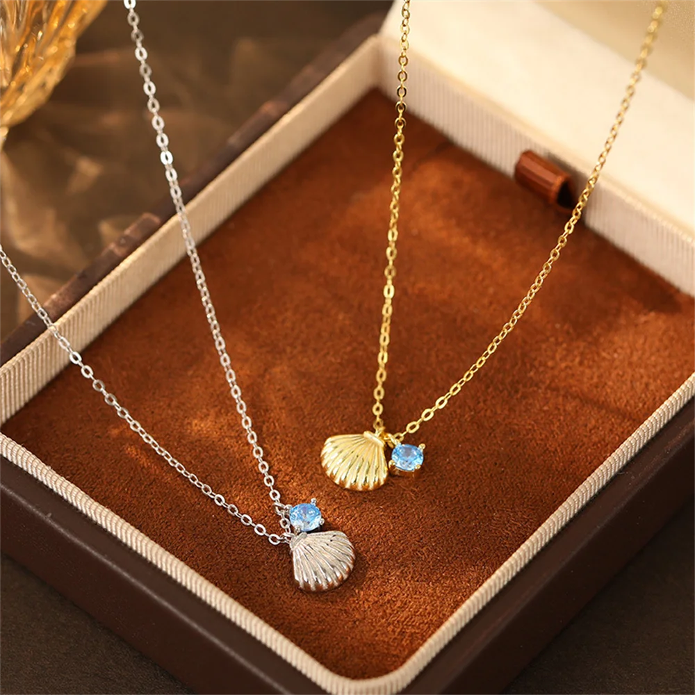Korean S925 Silver Women's Necklace, Shell Sapphire Zircon, Chic Niche & Versatile High-End Collarbone Chain
Korean S925 Silver Women's Necklace, Shell Sapphire Zircon, Chic Niche & Versatile High-End Collarbone Chain