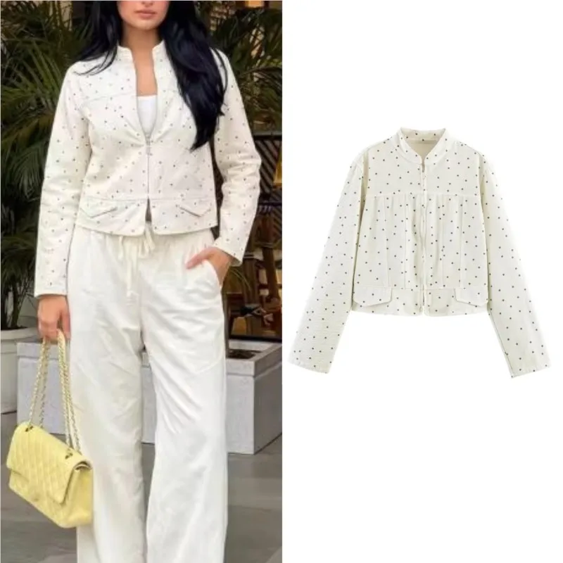 Women's Jackets 2026 Summer Polka Dot New O-Neck Long Sleeve Zipper Slim Coats Fashion Casual Outerwear Female Chic Tops
Women's Jackets 2026 Summer Polka Dot New O-Neck Long Sleeve Zipper Slim Coats Fashion Casual Outerwear Female Chic Tops