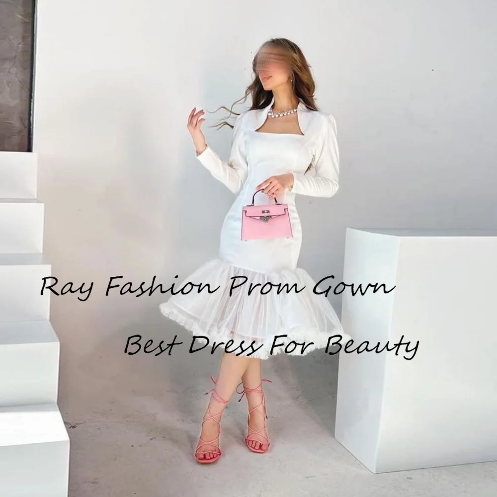 Modern Mermaid Evening Dress Unique Neck Full Sleeves With Tulle Tea Length Formal Occasion Saudi Arabia فساتين سهرة For Women
Modern Mermaid Evening Dress Unique Neck Full Sleeves With Tulle Tea Length Formal Occasion Saudi Arabia فساتين سهرة For Women