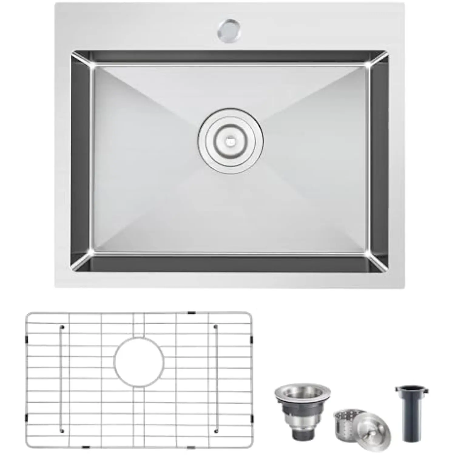 23 Inch Drop in Kitchen Sink, 23×18 Inch Top mount Small Bar Prep Sink, 304 Stainless Steel 9 Inch Deep Single Bowl Overmount
23 Inch Drop in Kitchen Sink, 23×18 Inch Top mount Small Bar Prep Sink, 304 Stainless Steel 9 Inch Deep Single Bowl Overmount