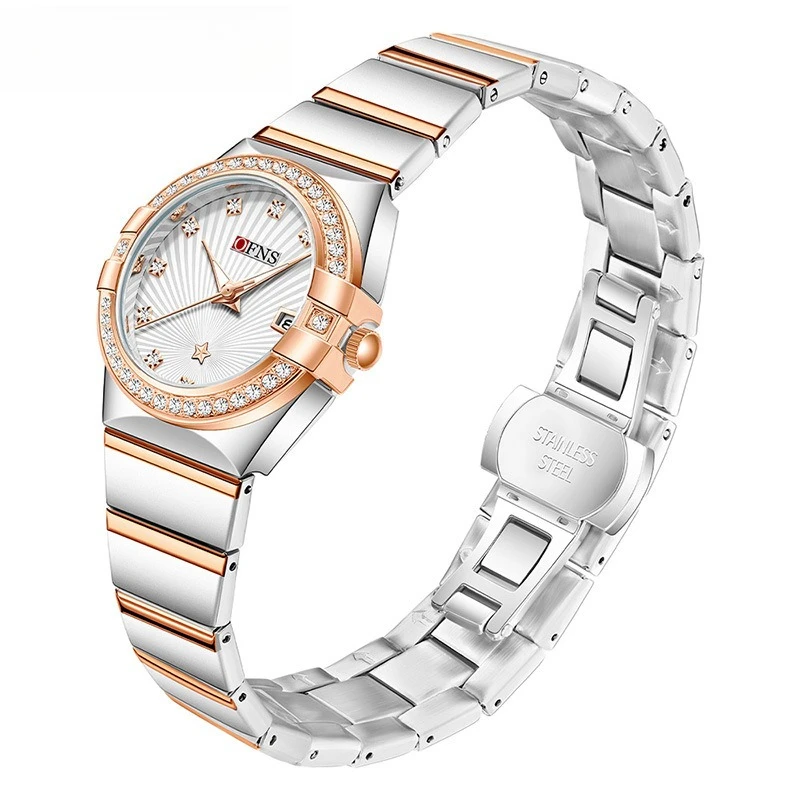 Ofns Women's Luxury Diamond Inlaid Watch, Full Stainless Steel Quartz Wristwatch With Date Calendar, Waterproof Dress Watch
Ofns Women's Luxury Diamond Inlaid Watch, Full Stainless Steel Quartz Wristwatch With Date Calendar, Waterproof Dress Watch