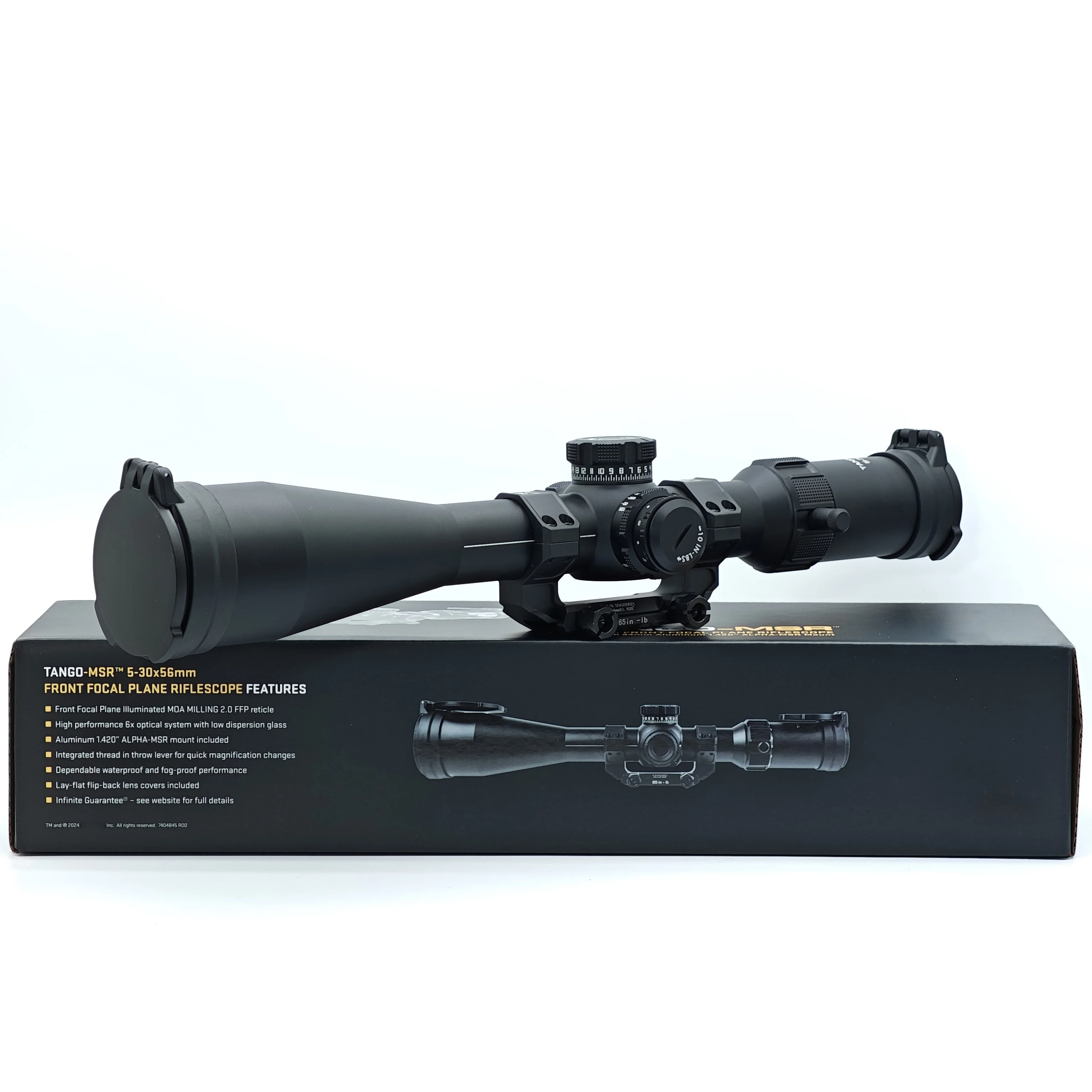 TANGO MSR 5-30x56 MOA FFP IR MRAD Riflescope 34mm Tube Shockproof Reticle Illuminated with Alpha MSR Aluminum Mount
TANGO MSR 5-30x56 MOA FFP IR MRAD Riflescope 34mm Tube Shockproof Reticle Illuminated with Alpha MSR Aluminum Mount