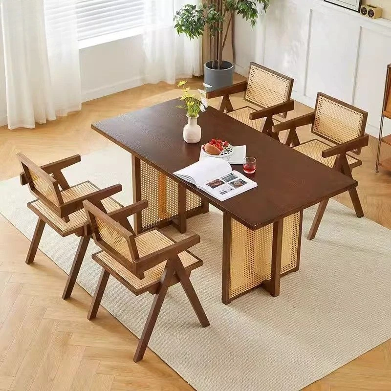 Nordic solid wood dining table combination rattan simple dining and chairs household small apartment homestay recta
Nordic solid wood dining table combination rattan simple dining and chairs household small apartment homestay recta