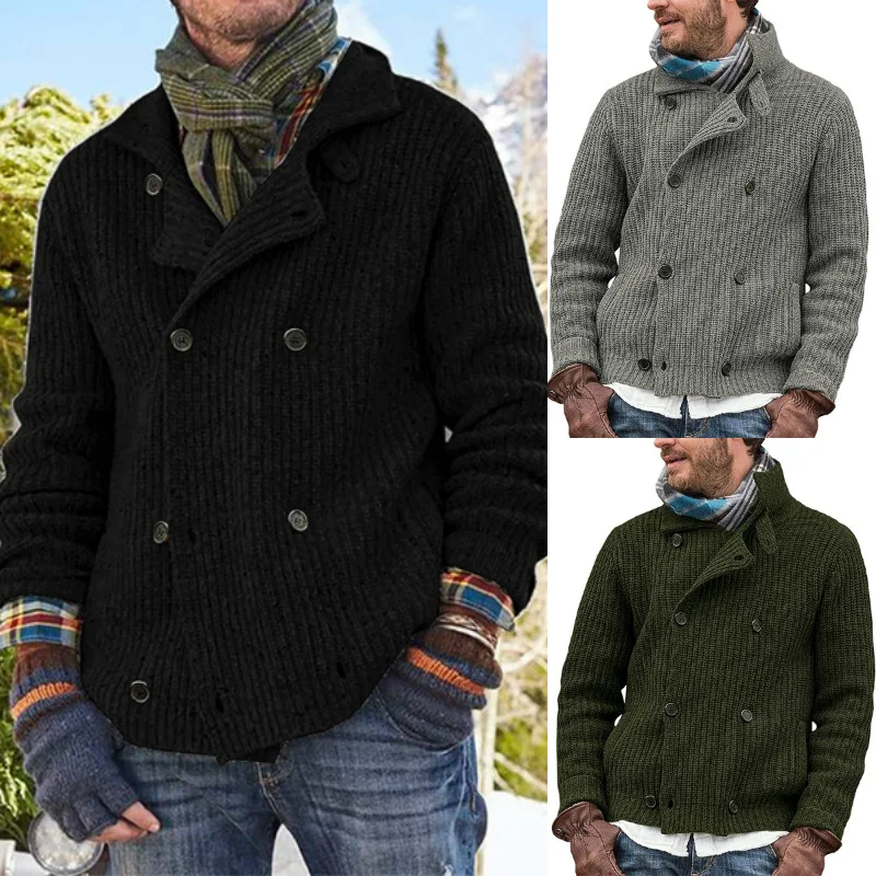 Nice European and American autumn and winter large fashionable sweater men's solid color button knitted coat
Nice European and American autumn and winter large fashionable sweater men's solid color button knitted coat