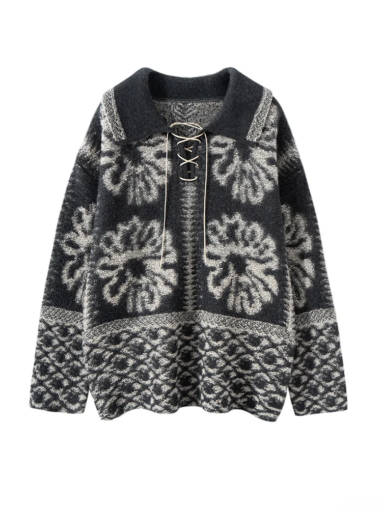 Vintage Women's Sweater 100% Cashmere Pullover Sweater Autumn Winter Lace-up Collar Terry Clothing Soft Warm Casual Korean Style
Vintage Women's Sweater 100% Cashmere Pullover Sweater Autumn Winter Lace-up Collar Terry Clothing Soft Warm Casual Korean Style