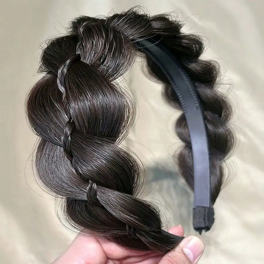 Fishbone Braid Headband Wig, Women's New Filled Twist Braided Hairband, Realistic Human Hair Blend High Cranial Top Headband, Fashion Hair Accessories
Fishbone Braid Headband Wig, Women's New Filled Twist Braided Hairband, Realistic Human Hair Blend High Cranial Top Headband, Fashion Hair Accessories