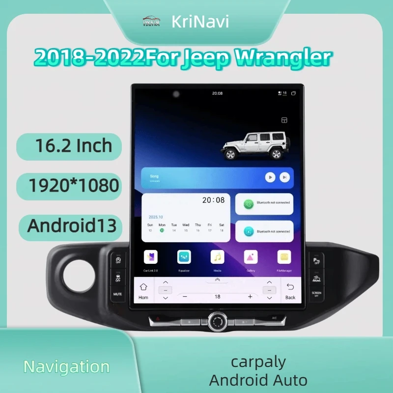 16,2-дюймовый мультимедийный проигрыватель с Android Auto и CarPlay для Jeep Wrangler 2018-2022, автомобильная магнитола с GPS-навигацией
16,2-дюймовый мультимедийный проигрыватель с Android Auto и CarPlay для Jeep Wrangler 2018-2022, автомобильная магнитола с GPS-навигацией