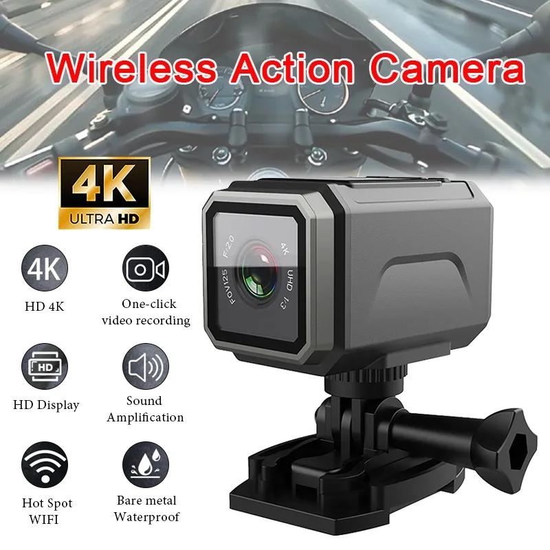 4K Ultra HD Action Camera Wireless Wi-Fi Outdoor Waterproof Anti-shake Multi-Function Cycling Recorder Mini Motorcycle Cam
4K Ultra HD Action Camera Wireless Wi-Fi Outdoor Waterproof Anti-shake Multi-Function Cycling Recorder Mini Motorcycle Cam