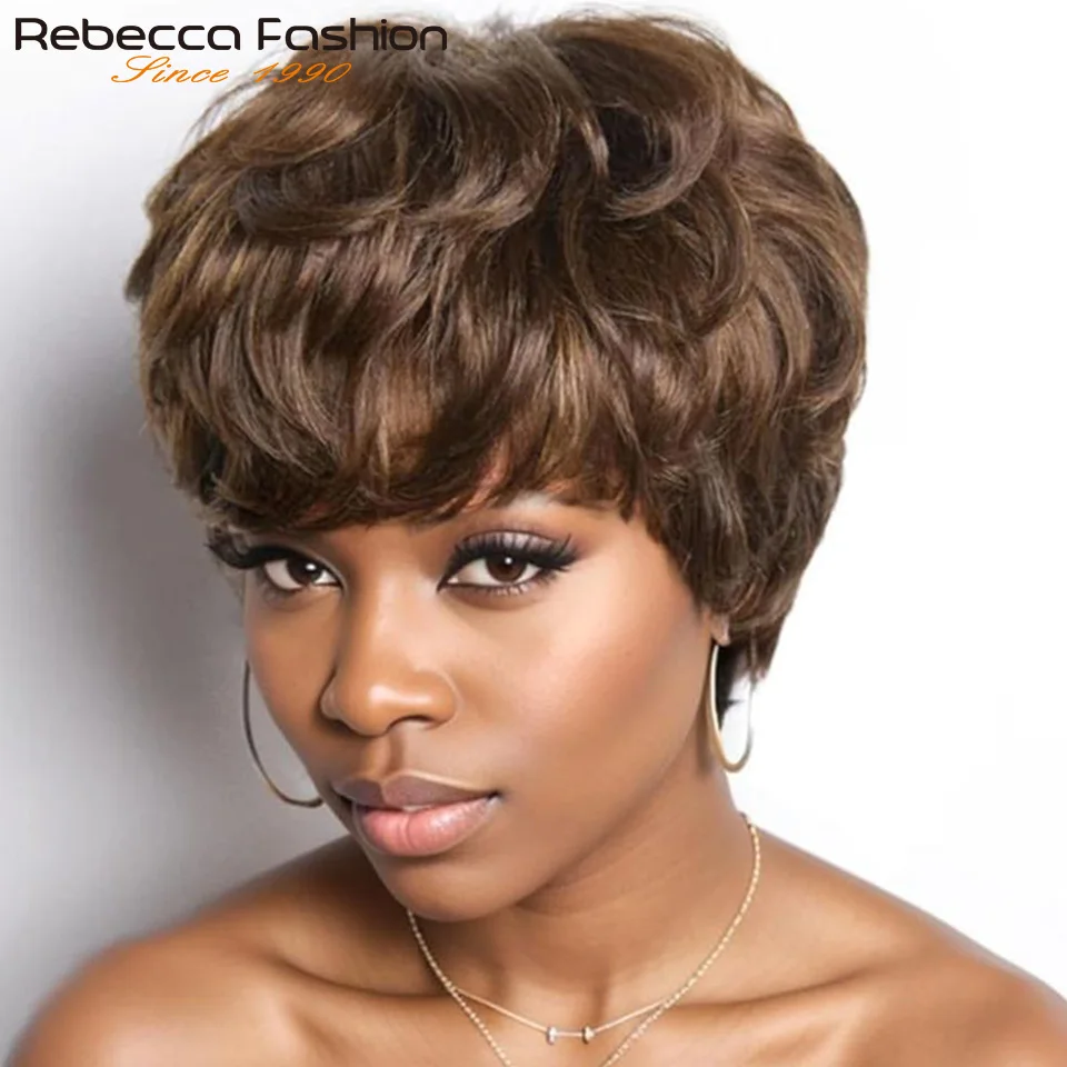 Rebecca Mixed Brown Short Pixie Cut Curly 100% Human Hair Wig For Women Brazilian Remy Hair Colored Side Part Full Machine Wigs
Rebecca Mixed Brown Short Pixie Cut Curly 100% Human Hair Wig For Women Brazilian Remy Hair Colored Side Part Full Machine Wigs