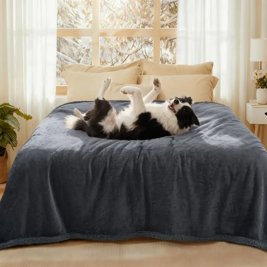 Waterproof Bed Blanket Washable, Soft Sherpa Fleece Puppy Reversible Throw Blankets for Medium Large Dog Cat, Furniture Cover Pr
Waterproof Bed Blanket Washable, Soft Sherpa Fleece Puppy Reversible Throw Blankets for Medium Large Dog Cat, Furniture Cover Pr