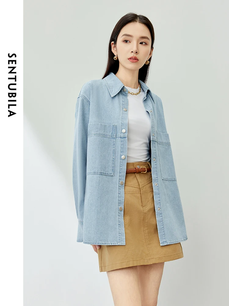 SENTUBILA Women's Cotton Denim Shirt 2025 Spring Long Sleeve Streetwear Turn-Down Collar Button-Up Jacket Casual Tops W41C53113
SENTUBILA Women's Cotton Denim Shirt 2025 Spring Long Sleeve Streetwear Turn-Down Collar Button-Up Jacket Casual Tops W41C53113