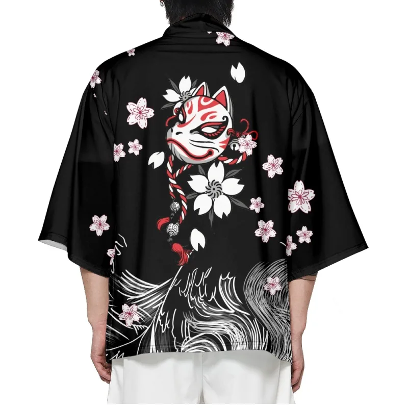 Japanese Style Samurai Black Fox Mask Print Kimono Summer Streetwear Men Women Cardigan Harajuku Anime Robe Clothes
Japanese Style Samurai Black Fox Mask Print Kimono Summer Streetwear Men Women Cardigan Harajuku Anime Robe Clothes