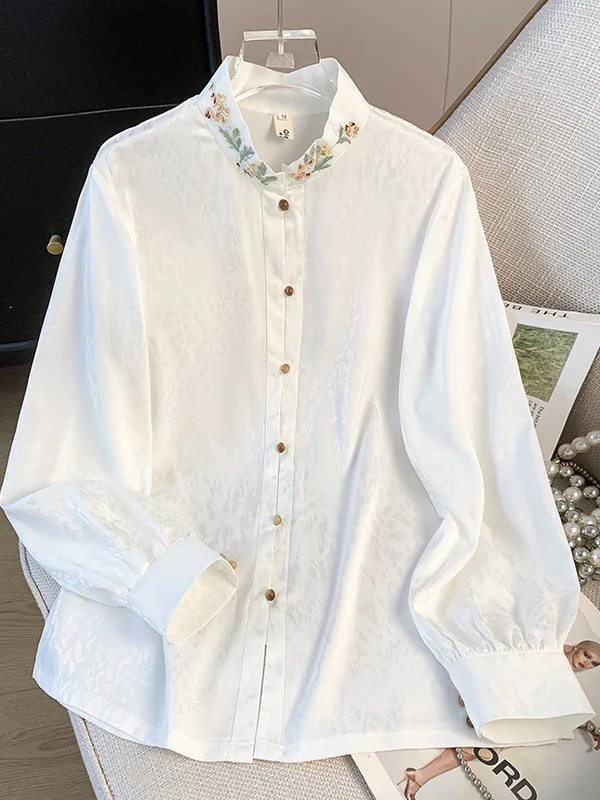 New Chinese Style Embroidered Long Sleeve Stand Collar Women's Top Versatile Base Shirt Hanfu Shirt for Spring Autumn
New Chinese Style Embroidered Long Sleeve Stand Collar Women's Top Versatile Base Shirt Hanfu Shirt for Spring Autumn
