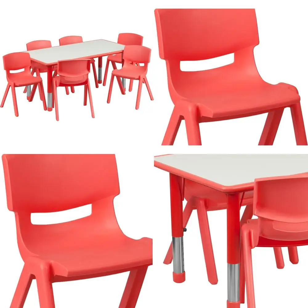 Red 23.625 W x 47.25 L Plastic Activity Table with 6 Chairs
Red 23.625 W x 47.25 L Plastic Activity Table with 6 Chairs
