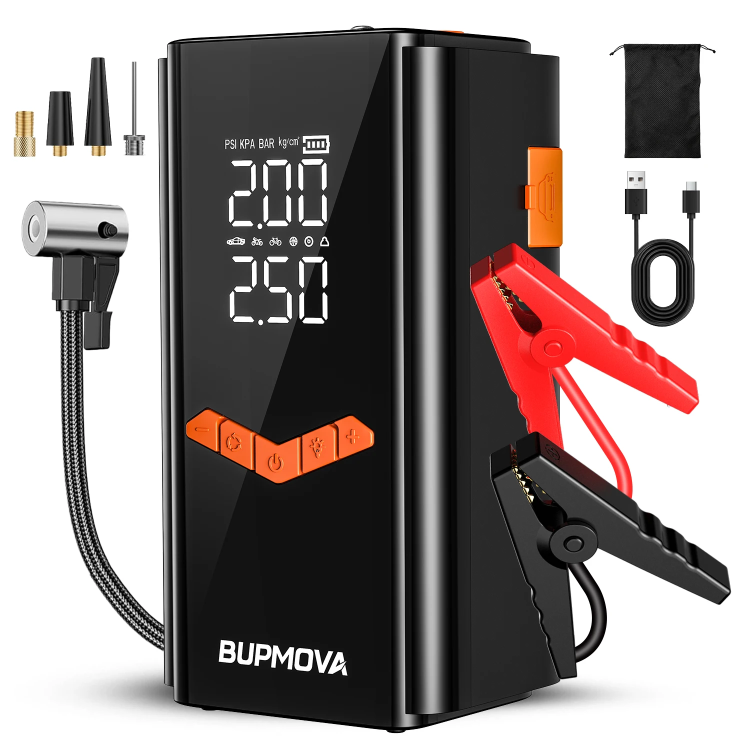 1000A/1500A PEAK Car Jump Starter & Air Compressor, 150PSI Tire Inflator for Gas/Diesel, 3-Mode LED, Portable Power Station
1000A/1500A PEAK Car Jump Starter & Air Compressor, 150PSI Tire Inflator for Gas/Diesel, 3-Mode LED, Portable Power Station