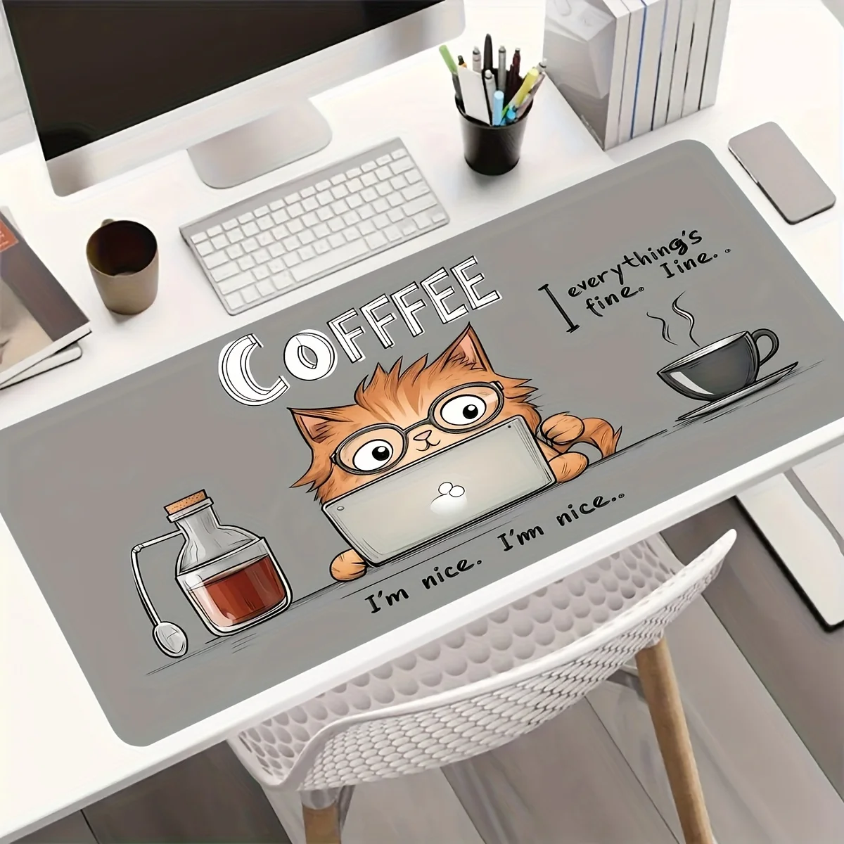 The anti-slip rubber bottom of the cat and coffee pattern game mousepad is suitable for gamers and office use, with high quality
The anti-slip rubber bottom of the cat and coffee pattern game mousepad is suitable for gamers and office use, with high quality