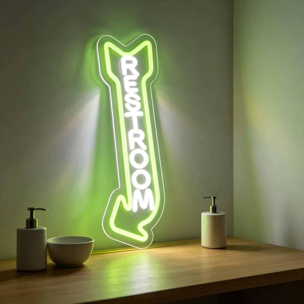 LED Neon Restroom Sign Up Arrow Green Light Home Decor Indoor Wall Art Decoration Reusable USB Powered Party Wedding Business
LED Neon Restroom Sign Up Arrow Green Light Home Decor Indoor Wall Art Decoration Reusable USB Powered Party Wedding Business