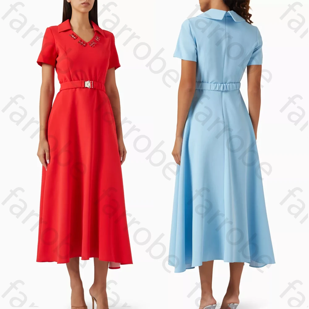 Customized Elegant Belted Dress A-Line Short Sleeves Evening Dresses Formal Exquisite High Quality Prom Party Gowns for Women
Customized Elegant Belted Dress A-Line Short Sleeves Evening Dresses Formal Exquisite High Quality Prom Party Gowns for Women