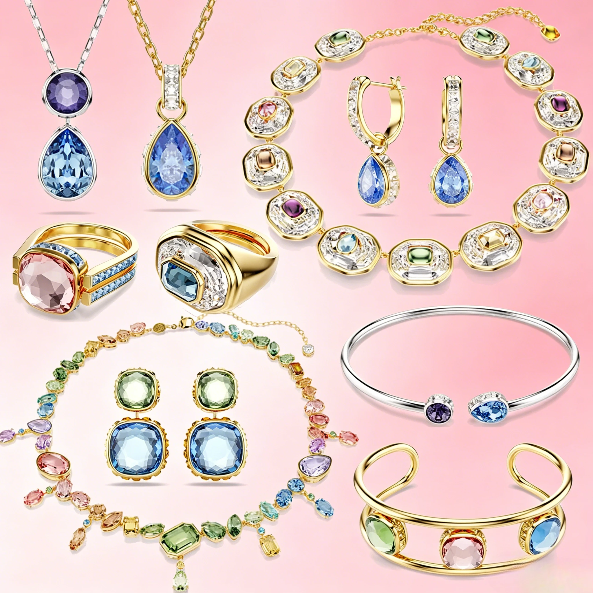 Original 2026 New Trend Fine Anniversary Jewelry Set Charm Blue Pink Double Sided Crystal Fashion Women's Necklace Ring Earrings
Original 2026 New Trend Fine Anniversary Jewelry Set Charm Blue Pink Double Sided Crystal Fashion Women's Necklace Ring Earrings