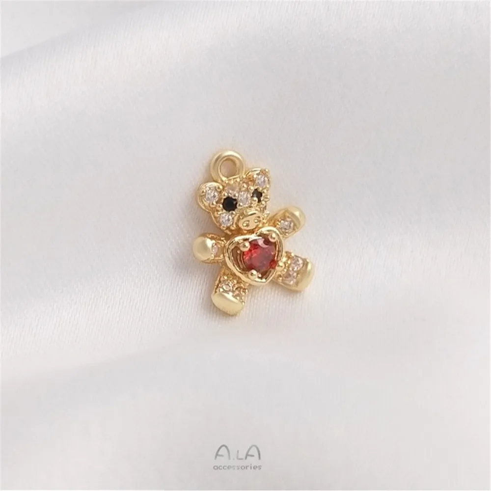 Micro-inlaid Zircon Love Mini Bear Pendant 14K Gold Color-protecting Bracelet Necklace Jewelry Diy Pendant Accessories
Micro-inlaid Zircon Love Mini Bear Pendant 14K Gold Color-protecting Bracelet Necklace Jewelry Diy Pendant Accessories