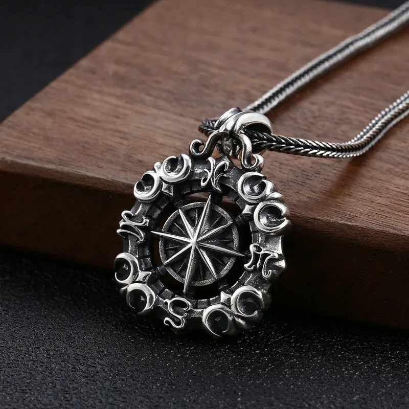 S925 sterling silver necklace pendant male xinghai compass pendant steering wheel thai silver retrostylish jewelry
S925 sterling silver necklace pendant male xinghai compass pendant steering wheel thai silver retrostylish jewelry