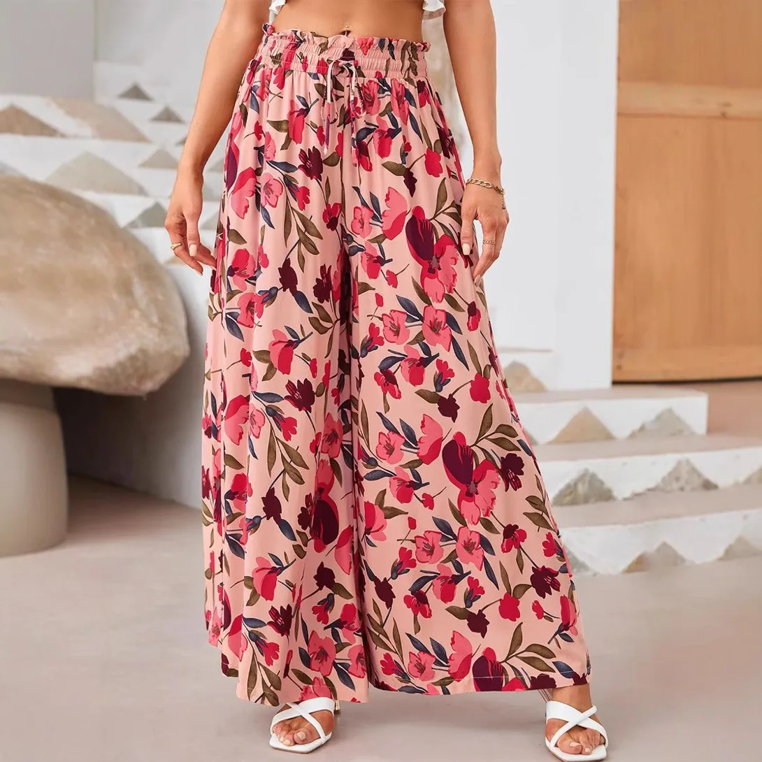 Summer Women Pants Baggy Woven Full Length Trousers Floral Print Elastic Waist High Waist Wide Leg Pants Blue White Print Black
Summer Women Pants Baggy Woven Full Length Trousers Floral Print Elastic Waist High Waist Wide Leg Pants Blue White Print Black