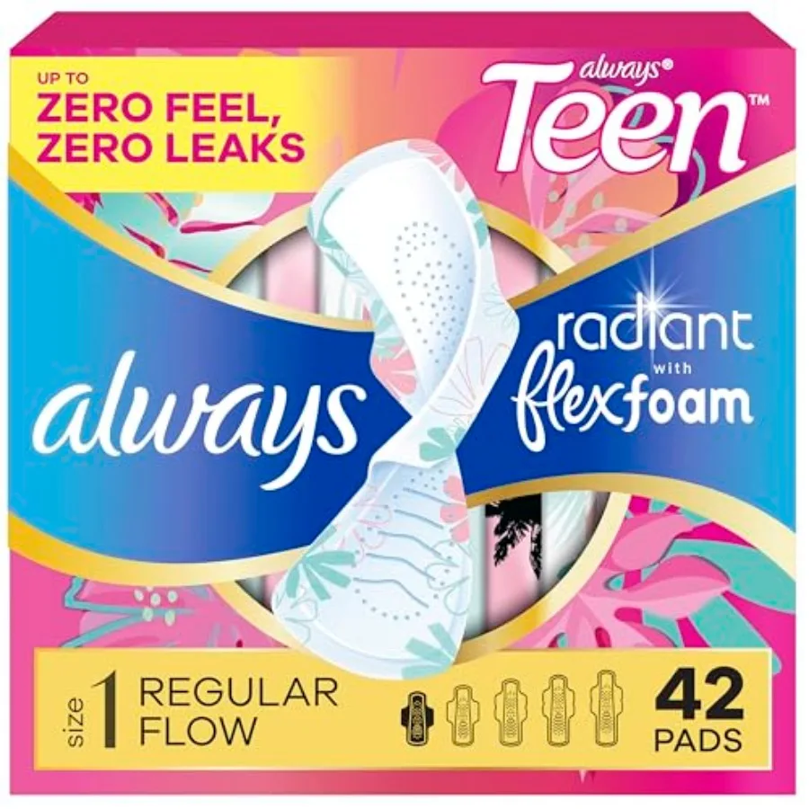 Always Radiant Teen Pa, Size , ular, wit Wings, Unscented, 42 Count
Always Radiant Teen Pa, Size , ular, wit Wings, Unscented, 42 Count