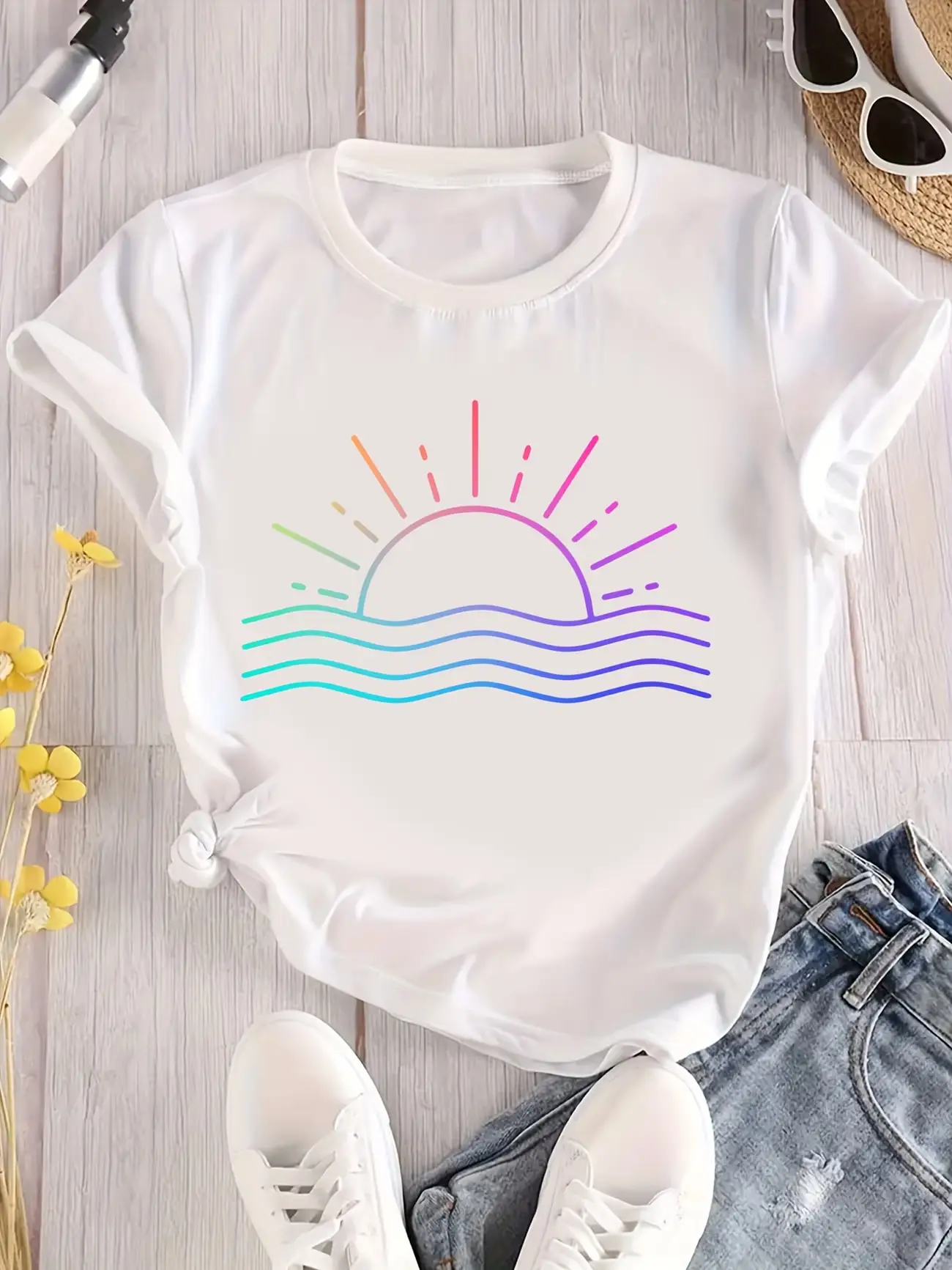 Plus Size Women's Short Sleeve T-Shirt Rainbow Sun Waves Phone Daily comfortable and versatile style summer outfits women's
Plus Size Women's Short Sleeve T-Shirt Rainbow Sun Waves Phone Daily comfortable and versatile style summer outfits women's