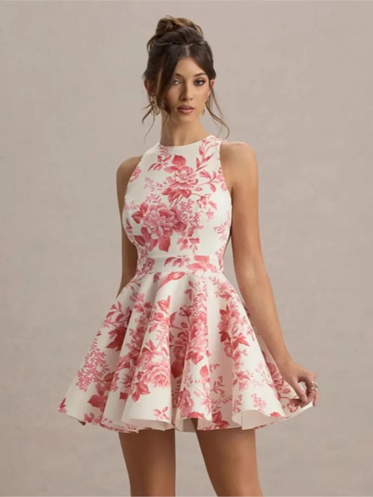 Tank A-Line Mini Dress For Women Fashion Sexy Streetwear Floral Printed Sleeveless Halter Neck Backless Lace-up Vestidos Female
Tank A-Line Mini Dress For Women Fashion Sexy Streetwear Floral Printed Sleeveless Halter Neck Backless Lace-up Vestidos Female