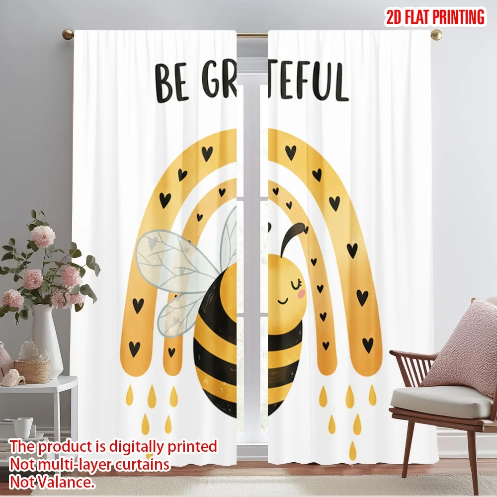 2pcs 2D flat printing Window Curtains Cute Bee Rainbow Gratitude Polyester Without Electricity Holiday Decorations Perfect for
2pcs 2D flat printing Window Curtains Cute Bee Rainbow Gratitude Polyester Without Electricity Holiday Decorations Perfect for