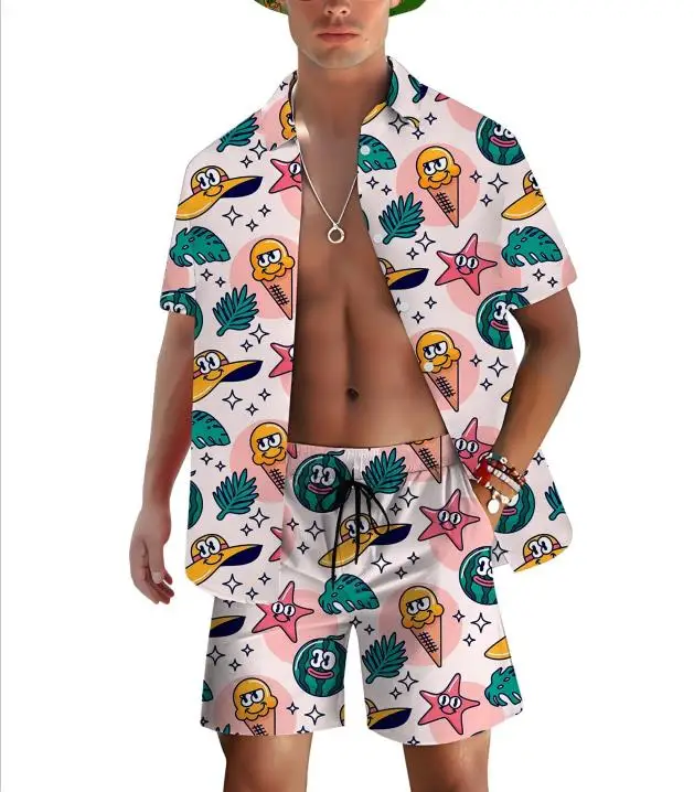 Summer Men's 3D Printed Painted Graffiti Shirt And Shorts Set Men's And Women's Casual Fresh Simple Lapel Hawaiian Shirt
Summer Men's 3D Printed Painted Graffiti Shirt And Shorts Set Men's And Women's Casual Fresh Simple Lapel Hawaiian Shirt