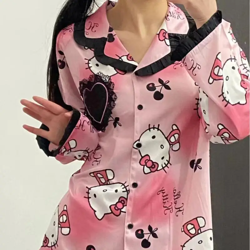Hello Kitty Women's Sleeping Pajamas Sets Kawaii Cartoon Student Spring and Autumn Long Sleeve Pants Leisure Home Clothes New
Hello Kitty Women's Sleeping Pajamas Sets Kawaii Cartoon Student Spring and Autumn Long Sleeve Pants Leisure Home Clothes New
