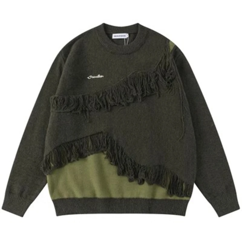New Men's RetroTassel Sweater Color Matching Comfortable High Street Hip-hop Knit Loose Casual Round Neck Long Sleeved Pullover
New Men's RetroTassel Sweater Color Matching Comfortable High Street Hip-hop Knit Loose Casual Round Neck Long Sleeved Pullover
